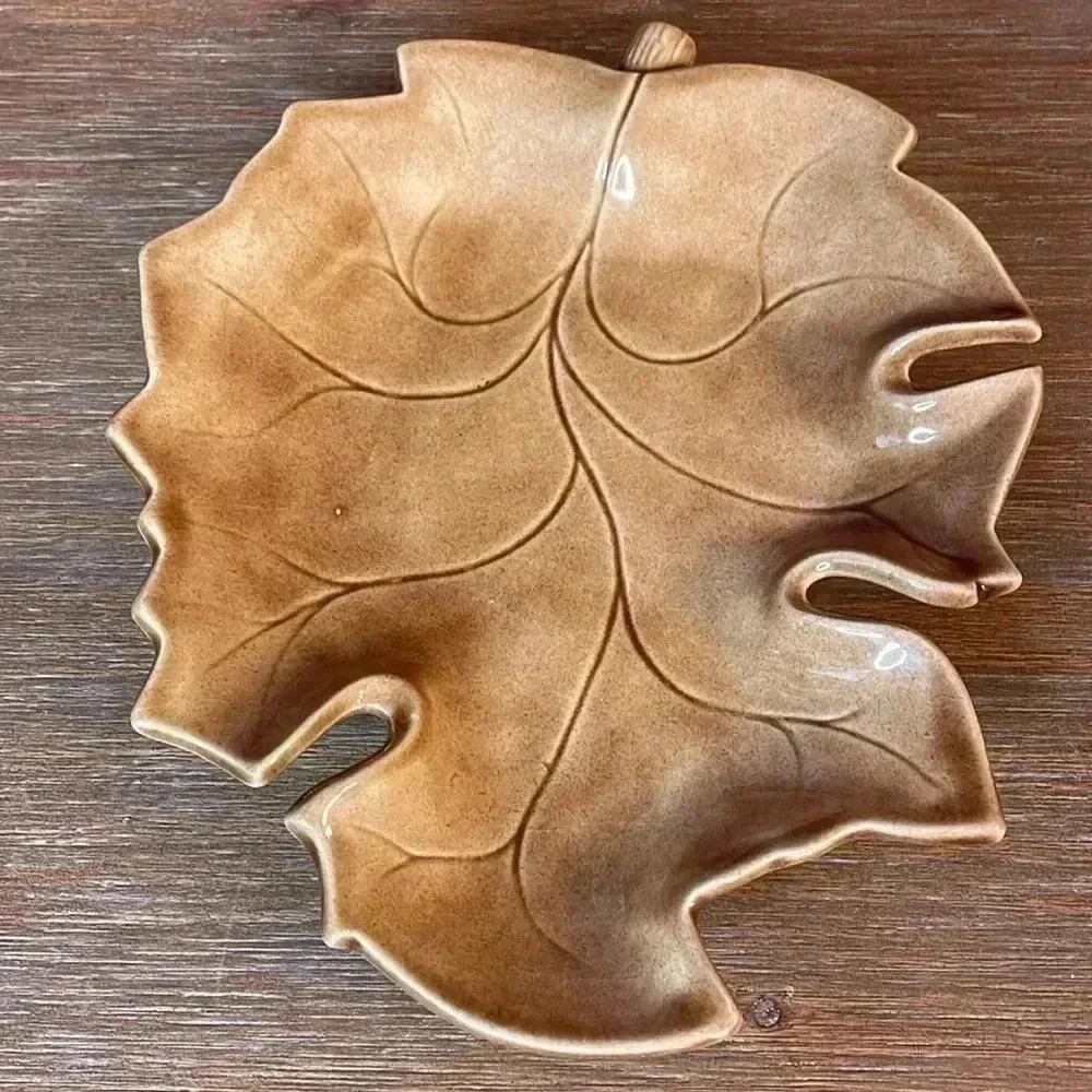 Vintage Leaf Art Pottery Candy Dish